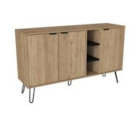 consola de 140 cm con 3 puertas y estantes acabado madera mueble recibidor y salon con almacenaje abierto y cerrado