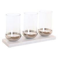 portavela marmol cristal 40x13x22 triple blanco
