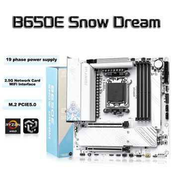 JGINYUE B650E Snow Dream AM5 Placa Base MATX WIFI6E para Juegos de Computadora 4 *DDR5 CPU 9700X/9800X3D/7800X3D PCIe 5.0