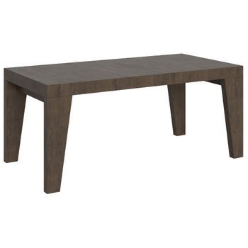 Mesa De Comedor Extensible De Madera Naxo.-color Marrón-soporte 2 Pies-5 Alargaderas Finas-ancho Extensible