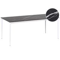 mesa de comedor de jardin con tablero de hpl y estructura de aluminio resistente a los rayos uv agua oxido blanco marmol negro sovareto