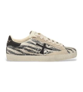 Premiata para mujer. STEVEND Zapatillas de piel Stevend 8053 animalprint (39), Plano, Cordones, Casual, Animal print