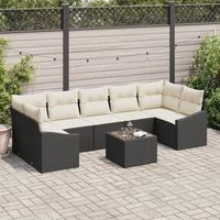 juego de sofa de jardin de 8 piezas con cojines negros de poliratan v5775 unico  negro