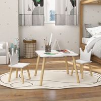 mesa y sillas infantiles de 3 piezas blanco aiyaplay