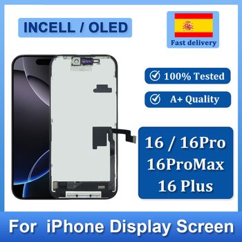 Repuesto de Pantalla LCD Incell OLED 3D Touch para iPhone 16, 16 Pro, 16 Pro Max, 16 Plus, 16e, con Digitalizador
