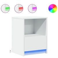 juego de 2 mesitas de noche - mesillas con luces led madera ingenieria blanca mc6222