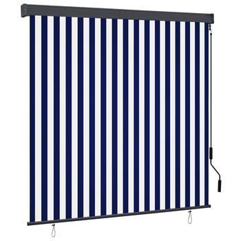 Estor Enrollable De Exterior Azul Y Blanco 160x250 Cm Vidaxl