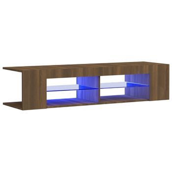 Mueble De Tv Con Luces Led Marrón Roble 135x39x30 Cm Vidaxl