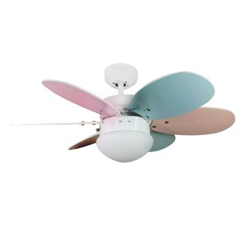 Ventilador de techo multicolor con luz y aspas reversibles