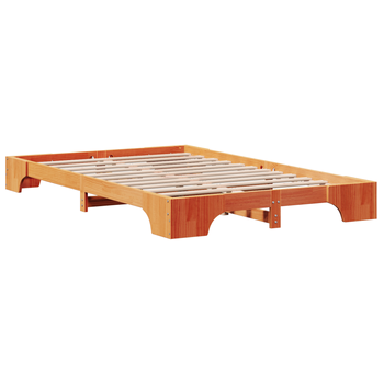 Cama Matrimonial | Cama Doble | Estructura De Cama Marrón Encerado Madera De Pino Macizo Cfw75904
