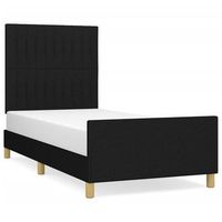 cama individual  cama para adultos  estructura de cama con cabecero de tela negro 100x200 cm