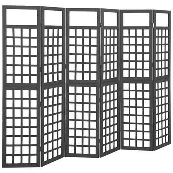 Biombo/enrejado De 6 Paneles Madera De Abeto Negro 242,5x180 Cm Vidaxl