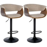 set de 2 taburetes de bar vestal tela nogalcrema 51x60x90 cm clp