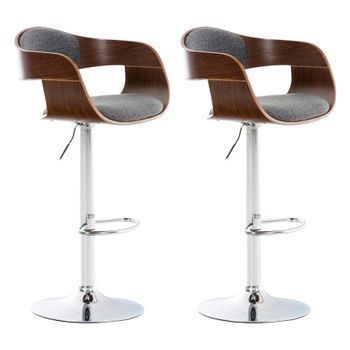 Clp Set De 2 Taburetes Kingston En Tela Nogal/gris Claro 48x50x88 Cm