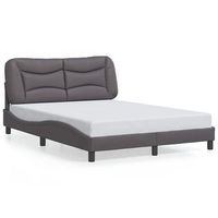 estructura de cama sin colchon hvar cuero sintetico gris 140x200 cm vidaxl