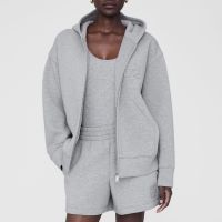 anine bing bond framed monogram stretch-jersey hoodie - s