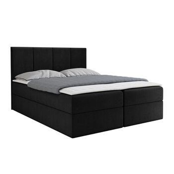 Cama Continental Baltimore 147, Doble, Negro, Tapiz, Somieres, 144x208x103cm