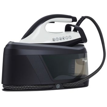 HOMCOM Centro de Planchado 2800W 100 g/min Función ECO Suela de Cerámica Doble Capa Antical Depósito Extraíble 2 L Azul