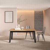 mesa comedor efecto madera roble y negro 167x90x75cm