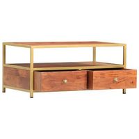mesa de centro 90x50x40 cm madera maciza de acacia con acabado marron miel - marron