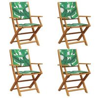 pack 4 uds sillas de jardin  silla de exterior  sillon reclinables madera maciza y tela verde