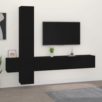 set de 5 uds muebles tv  mueble de salon  armario tv madera contrachapada negro cfw789277