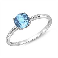 anillo topacio azul 14 quilates oro blanco 8 diamantes