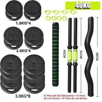 Juego De Mancuernas Ajustable Multifuncional 4 En 1.  40 Kg