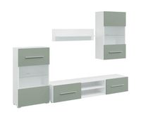 muebles para tv 5 piezas con iluminacion led verde oliva