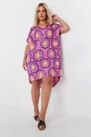 yours vestido fresco corto morado estampado mujer curvy y tallas grandes yours