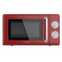 cecotec microondas mecanico con grill de 20 l proclean 3110 retro red 700 w en 6 niveles temporizador hasta 30 minutos