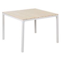 mesa de jardin tablero de listones de madera plastica 95 x 95 cm patio exterior beige y blanca prato