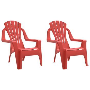 Pack 2 Uds Sillas De Jardín | Silla De Exterior | Sillón Niños Aspecto Madera Pp Rojo 37x34x44 Cm