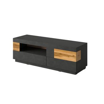 Mueble tv 1 puerta 2 cajones 160 cm paneles de aglomerado gris
