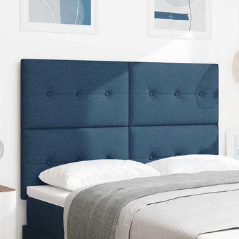 Vidaxl Cabecero Ajustable En Altura Con Cabecera Azul 160 Cm Tela