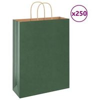 bolsas de papel kraft con asas 250 uds verde 32x12x42 cm cfw666154
