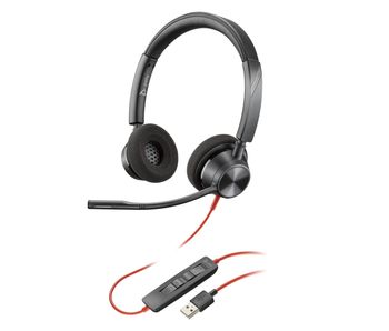 Auricular plantronics blackwire 3320 diadema biaural cable usb-a con microfono
