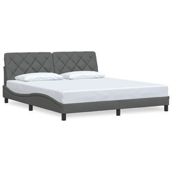 Cama Matrimonial | Cama Para Adultos | Cama Sin Colchón De Tela Gris Oscuro 180x200 Cm