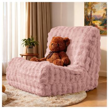Sillón Puf Rosa Con Respaldo, 85 X 100 X 78 Cm, Relleno Adaptable
