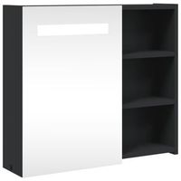 mueble de bano  armario de bano con espejo y luz led negro 60x13x52 cm