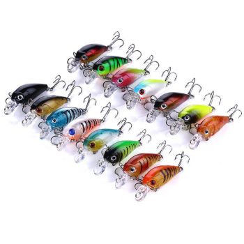 ZANLURE 15PCS 4.5cm 4g Señuelos de Pesca de Lucio Negro con Ojos de Metal 3D y Anzuelo de Acero para Pesca en Roca