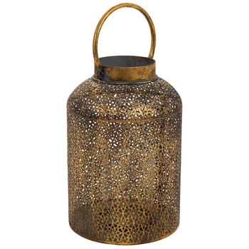Wonderlust Deco - Portavelas  de metal dorado 20x20x30.5h cm Dorado 20x20x30.5h cm