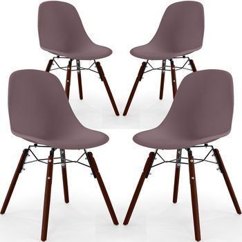 Sillas De Comedor - Diseño Escandinavo - Patas De Madera Oscura - Pack De 4 - Skögur Topo