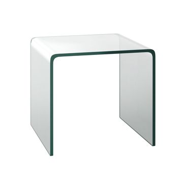 Costway Mesa de Centro de Vidrio Templado con Bordes en Cascada y Almohadilla Antideslizante Mesa Auxiliar para Salón Dormitorio 45 x 45 x 41 cm