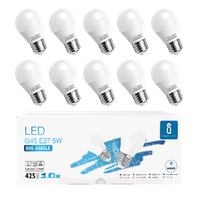 aigostar -10 x e27 bombilla led g45 casquillo gordo 5w bajo consumo 425 lm luz fria 6400k ahorro de energia  cri 80 angulo de apertura 230 no regulable  - caja de 10 unidades