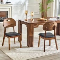 set de 2 sillas - mueble de comedor - madera de caucho y pu - negro 50x44x88cm