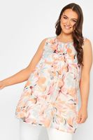 yours blusa de flores naranjas sin mangas con jaretas mujer curvy y tallas grandes yours