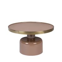 mesa de centro redonda de acero esmaltado rosa