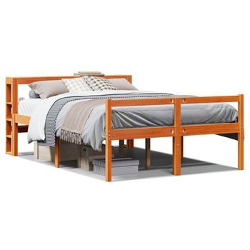 Estructura Cama Con Cabecero Madera Pino Marrón Cera 120x200 Cm Vidaxl