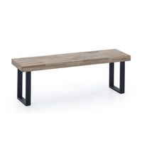 banco asiento darek banqueta mesa comedor y cocina 120 cm ancho en roble honey y patas metalica negra